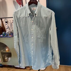 J. Crew Blue and White Striped Button Down Shirt